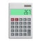 Realistic illustration of a plastic math calculator with buttons and display, vector