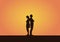 Realistic illustration of a silhouette of a couple of young people, men and women after a quarrel or disagreement. Isolated on an