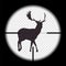 Realistic illustration View of a deer in the wild or in nature looking at a hunting rifle with an intentional cross. hunt wildlife