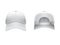 realistic illustration of a white textile baseball cap front and back