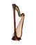 Realistic image of concert harps. National Irish stringed musical instrument from multicolored paints. Splash of