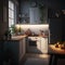 realistic image dark kitchen