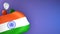 Realistic Indian Flag With Tricolor Balloons On Gradient Purple And Blue Background. 3D