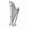 Realistic instrument cartoon illustration drawing harp drawing illustration white background