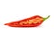 Realistic isolated half chili pepper with seeds