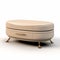 Realistic Ivory Ottoman: Retro Glamour With Sleek And Stylized Design