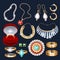 REalistic jewelry accessories icons set