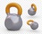 Realistic kettlebell. Set of colored vector isolated images. Heavy sports accessory
