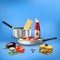 Realistic Kitchen Tools Food Composition