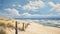 Realistic Landscape Paintings Of Wooden Fence Along The Beach