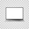 Realistic laptop mock up on transparent background. Laptop with white screen front view. Vector illustration