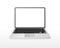 Realistic laptop mockup. Stylish gadget with silver body and black keyboard