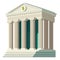 realistic large bank building in classical style with columns.