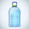Realistic large bottle with clean blue water on the white background. Vector mockup. Front view.