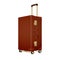 Realistic large vintage suitcase on modern wheels with a handle.