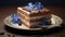 Realistic Layer Cake With Blue Flowers On Plate - Swiss Style