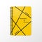Realistic layout. Notebook in yellow and black corporate colors to jot down your ideas. Vector design is suitable for large
