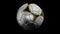 Realistic leather soccer ball rotating on the black background. Animation of a football ball on a black background