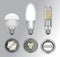 realistic led bulbs, various type led bulbs interior, light bulbs home interior decoration.