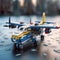 Realistic Lego Airplane With Propellers In Rain