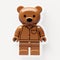 Realistic Lego Bear Sticker With Brown Shirt - Detailed 3d Plastic Texture