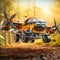 Realistic Lego Flying Car In Forest - Hyper-detailed 8k Uhd Toy Style