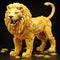 Realistic Lego Lion With Gold Coins - Detailed 3d Rendering