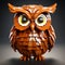 Realistic Lego Owl: Detailed 3d Vray Tracing Image Of An Orange Owl