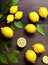 Realistic lemons leaves neutral palette warm lighting.