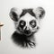 Realistic Lemur Portrait Tattoo Drawing In Black And White