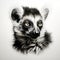 Realistic Lemur Portrait Tattoo Drawing In High Contrast 3d