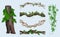 Realistic lianas. Exotic botanical plants twisted woody tendrils green climbs jungle decent vector illustrations set