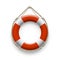 Realistic lifebuoy on rope