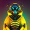 Realistic lifelike bee insect in fluorescent electric highlighters ultra-bright neon outfits