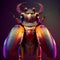 Realistic lifelike beetle insect in disco neon glitter bright outfits, surreal surrealism, Generative AI