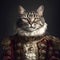 Realistic lifelike cat kitten in renaissance regal medieval noble royal outfits,. 18th-century historical. Generative AI