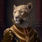 Realistic lifelike cheetah in renaissance regal medieval noble royal outfits, commercial, editorial advertisement