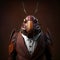 Realistic lifelike cockroach pest in dapper high end luxury formal suit and shirt