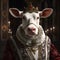 Realistic lifelike cow in renaissance regal medieval noble royal outfits, commercial, editorial advertisement