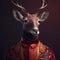Realistic lifelike deer in dapper high end luxury formal suit and shirt, commercial, editorial advertisement