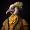 Realistic lifelike dodo bird in renaissance regal medieval noble royal outfits. 18th-century historical. Generative AI