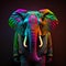 Realistic lifelike elephant in fluorescent electric highlighters ultra-bright neon outfits