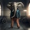 Realistic lifelike elephant in punk rock rockstar leather outfits, surreal surrealism. generative ai