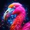 Realistic lifelike flamingo bird in renaissance regal medieval noble royal outfits
