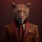 Realistic lifelike jaguar in dapper high end luxury formal suit and shirt, commercial, editorial advertisement