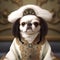 Realistic lifelike Japanese Chin dog puppy in renaissance regal medieval noble royal outfits