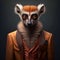 Realistic lifelike Lemur in dapper high end luxury formal suit and shirt, commercial, editorial advertisement