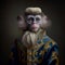 Realistic lifelike monkey in renaissance regal medieval noble royal outfits, commercial, editorial advertisement