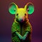 Realistic lifelike mouse in fluorescent electric highlighters ultra-bright neon outfits, commercial, editorial advertisement