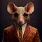 Realistic lifelike mouse rat in dapper high end luxury formal suit and shirt, commercial, editorial advertisement